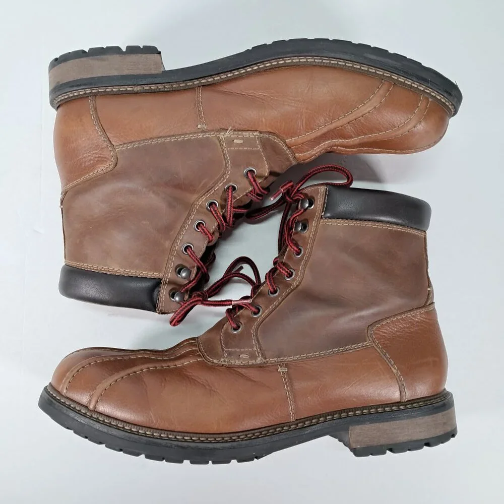 Johnston & Murphy Leather Duck Boots Men 10.5 M Brown Lace Up 59-3032